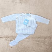 Mac Iusion Gebreid Baby Pakje 2-dlg | Houten Knoopjes | Wit | Prematuur | maat 44