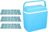Voordelige flexibele blauwe koelbox 24 liter - 38 x 26 x 39 cm - met 3x flexibele koelelementen van 25 x 39 cm