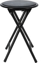 Excellent Houseware bijzet krukje/stoel - opvouwbaar - zwart - D30 x H45 cm