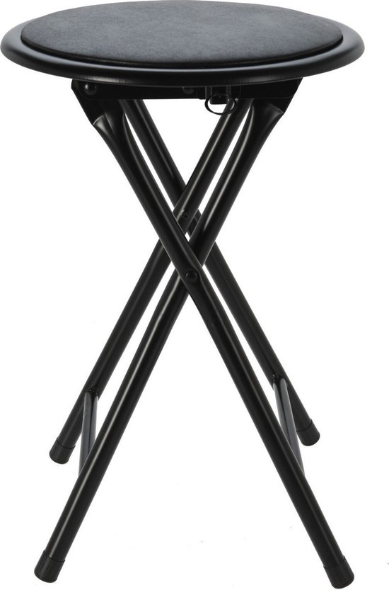 Excellent Houseware - tabouret d'appoint/chaise - Pliable - noir - D30 x H45 cm