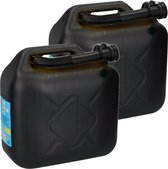 2x Jerrycans/benzinetanks 10 liter zwart - Voor diesel en benzine - Brandstof jerrycan/benzinetank