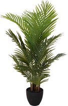 1x Groene kunst goudpalm planten in pot 94 cm - Woondecoratie/accessoires - Kunstplanten - Nepplanten - Kamerplanten - Palmbomen - Goudpalmen voor binnen