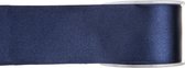 1x Hobby/decoratie navyblauwe satijnen sierlinten 2,5 cm/25 mm x 25 meter - Cadeaulint satijnlint/ribbon - Striklint linten navy