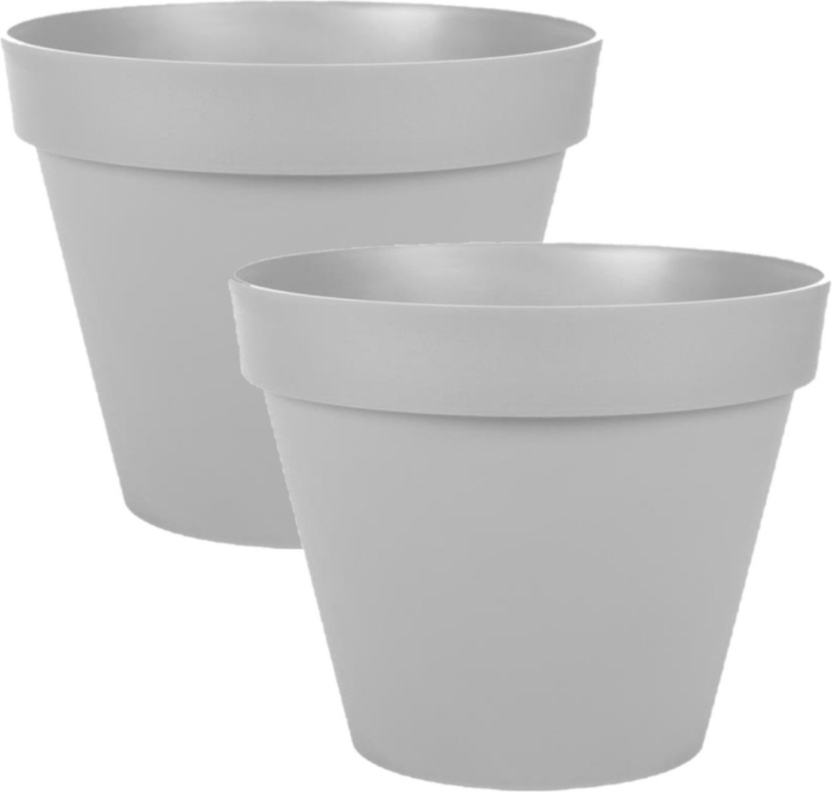 2x stuks eda toscane bloempot kunststof grijs - d20 x h17 cm - binnen- en buitenshuis