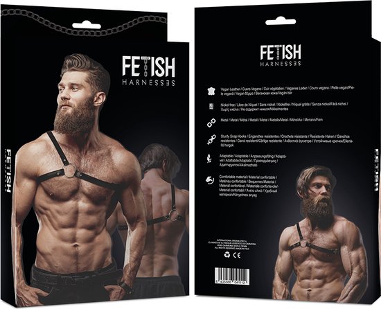 ATTITUDE DE SOUMISSION FÉTICHE | Fetish Submissive Attitude - Harnais à bandoulière croisée en cuir Eco pour hommes