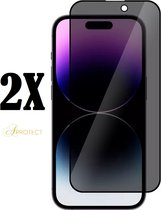 APROTECT® - Privacy screenprotector geschikt voor Apple iPhone 14 Pro - Tempered glass - Geschikt voor iPhone 14 Pro - Screen protector - 2 stuks