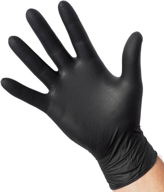 Handschoenen maat L per 100 stuks INTCO Synguard nitril M3,5 gram zwart poedervrij