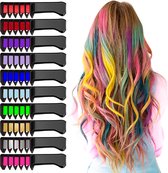 Peignage à craie pour cheveux - 10 couleurs - Teinture pour cheveux - Peigne - Fête - Colorista - Mascara pour cheveux - Composition sûre - Enfants - Adultes