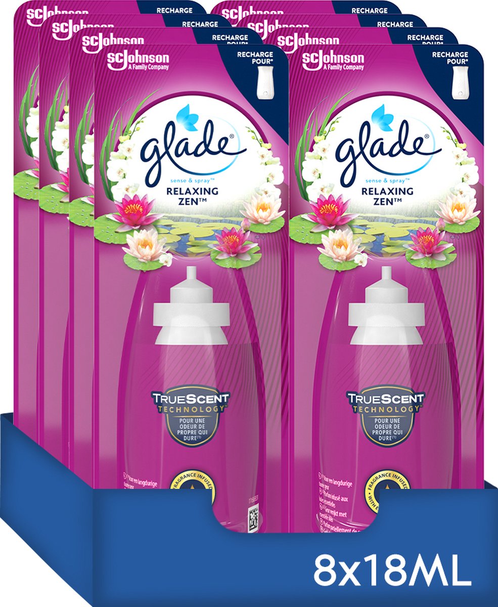 Glade Sense & Spray Relaxing Zen navullingen - Luchtverfrissers - 8 x 18ML - Glade