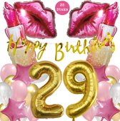 Snoes Mega Beauty Helium Ballonnen Set 29 Jaar - Roze Helium Folieballonnen - Slinger Happy Birthday Goud