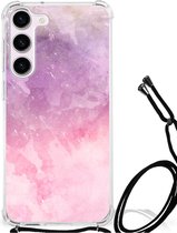 Smartphone hoesje Geschikt voor Samsung Galaxy S23 Stevige Telefoonhoesje met transparante rand Pink Purple Paint