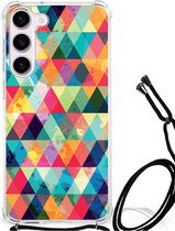 Smartphone Hoesje met foto Geschikt voor Samsung Galaxy S23 Telefoon Hoesje met doorzichtige rand Geruit
