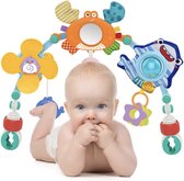 Arc d'activité mobile réglable Jouets siège d'auto Bébé avec accessoires de jeu, lit de transport sensoriel, jouets de berceau pour tout-petit garçon et fille