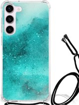 Telefoon Hoesje Geschikt voor Samsung Galaxy S23 Case Anti-shock met transparante rand Painting Blue
