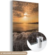 Peinture sur verre - Water - Paysage - Sel - Soleil - Nuages - Peinture sur verre - Décoration murale - 40x60 cm - Plaque de Verres - Photo sur verre