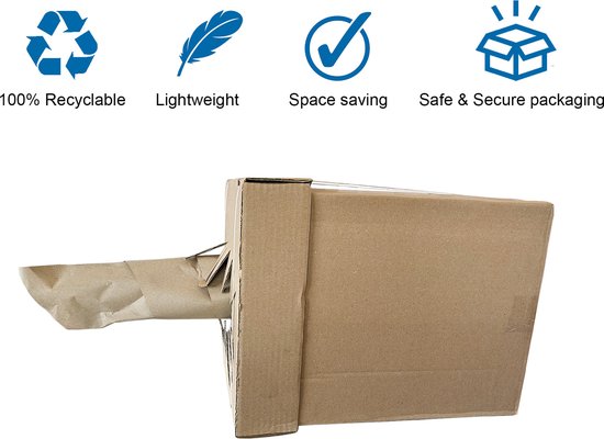 Kortpack - Opvulpapier op rol in dispenserdoos 28cm breed x 450mtr lang - Bruin - Ongebleekt en gemaakt van 100% Gerecycled Papier - (040.0145) - Kortpack
