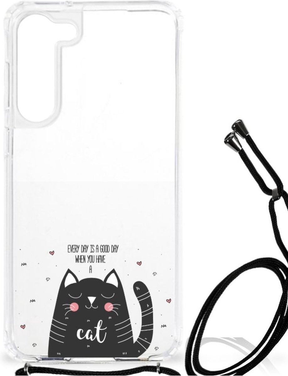 Samsung Galaxy S23 Plus Stevig Bumper Hoesje Cat Good Day