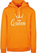 Hoodie Queen-Oranje - Wit-XS