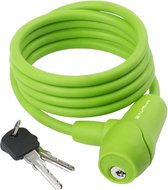 Fietsslot met 2 sleutels in groen, spiraalkabelslot voor beveiliging, lengte 1500 mm, diameter 8 mm, met siliconencoating