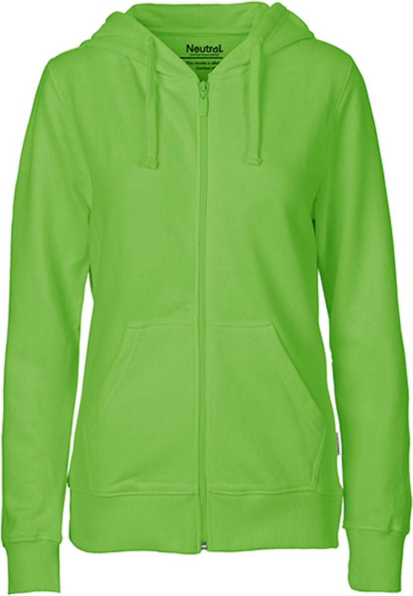 Fairtrade Ladies Zip Hoodie met capuchon Lime Groen