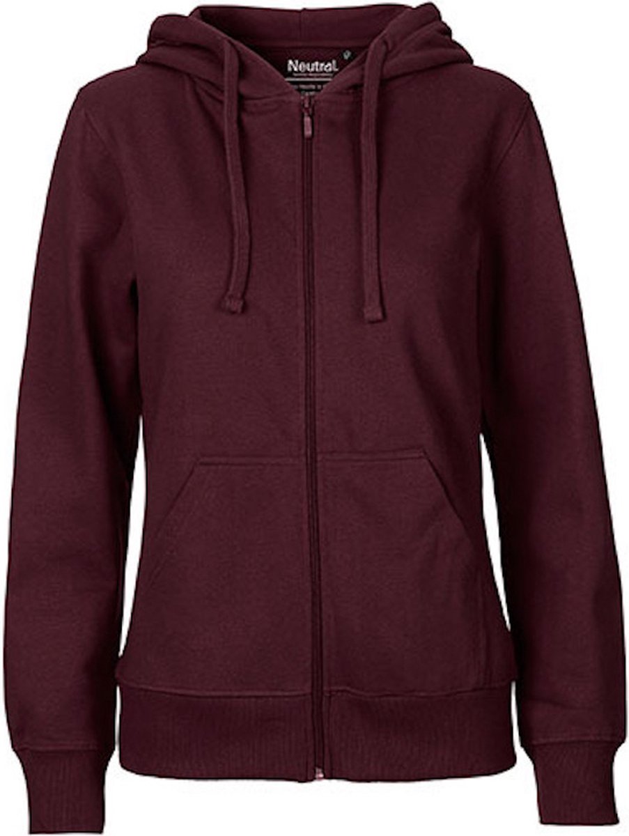Fairtrade Ladies Zip Hoodie met capuchon Bordeaux - XS