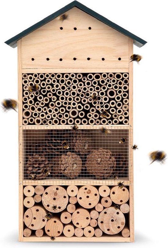 Navaris XL insectenhotel - 38 x 11,5 x 57 cm - Insectenhuis van bamboe en hout - Nestplaats voor bijen, vlinders en lieveheersbeestjes