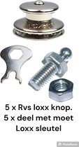 5 x Loxx sluitingen-Compleet met bout/moer en sleutel-Geheel RVS-Tenax-Loxx-Bootkap-Verandazeil-bootzeil-cabrioilet.