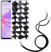 Cazy Hoesje met koord geschikt voor Oppo A78 5G Unicorn Cat