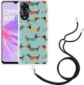 Cazy Hoesje met koord geschikt voor Oppo A78 5G Winterse Teckels