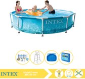 Intex Metal Frame Zwembad - Opzetzwembad - 305x76 cm - Inclusief Onderhoudspakket, Trap, Voetenbad en Zwembadtegels