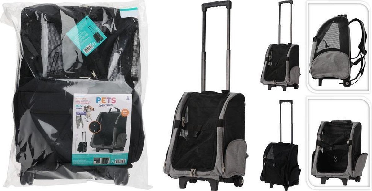 Dogs Collection - Dieren Trolley & Rugzak - 2 in 1 - Grijs - Opvouwbaar