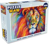 Puzzel Leeuw - Dieren - Olieverf - Regenboog - Legpuzzel - Puzzel 1000 stukjes volwassenen