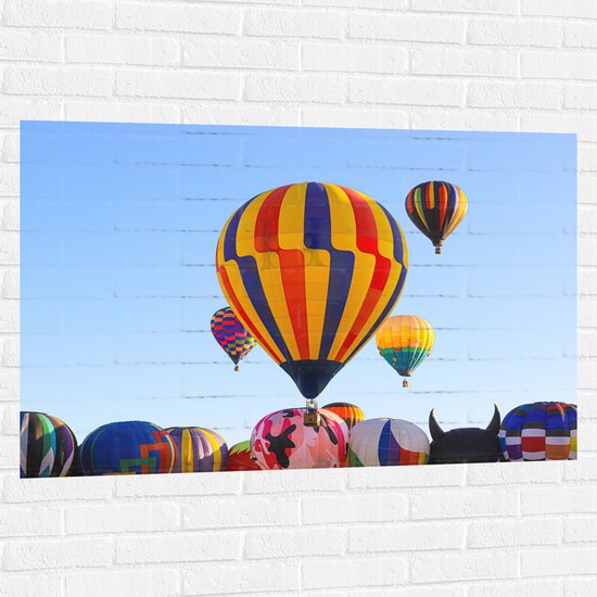 Muursticker - Zee van Kleurrijke Luchtballonnen - 120x80 cm Foto op Muursticker