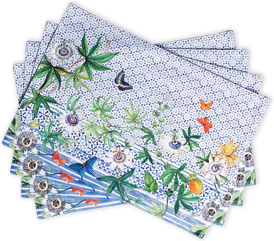 Maison d'Hermine Chromo 100% katoenen set van 4 placemats voor de eettafel | Keuken | Bruiloft | Dagelijks leven | Etentjes | Thanksgiving/Kerstmis (33 CM x 48 CM) Moederdag