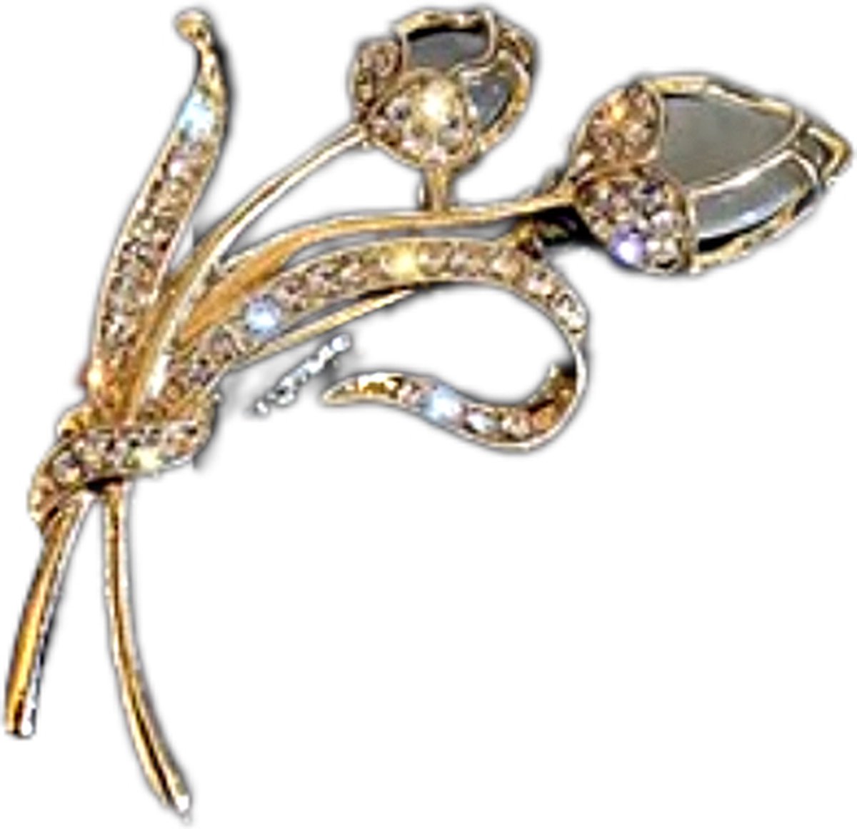 Plux Fashion Broche Bloem clip - Goud - 4,5cm - Dames - Gouden Broche - Kunstmatige Diamanten Broche - Fancy Broche - Sieraden - Luxe Style - Duurzame Kwaliteit - Broche - Moederdag Cadeau