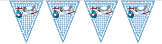 Folat - Blauwe ooievaar geboorte vlaggenlijn (10 meter)