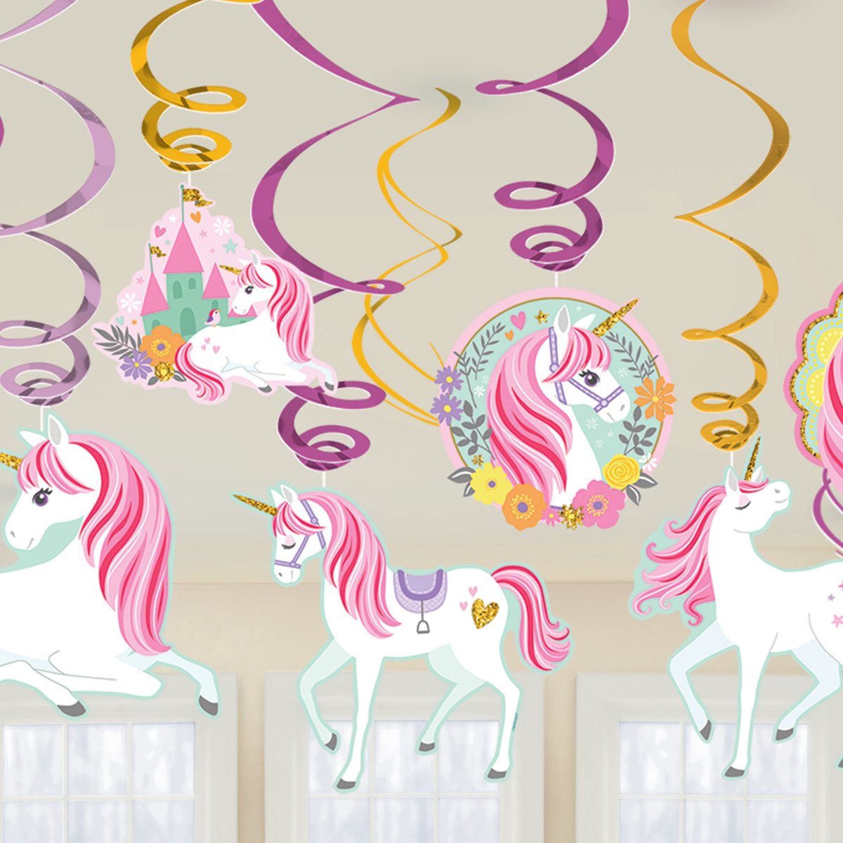 Amscan - Swirl Unicorn (12 stuks)