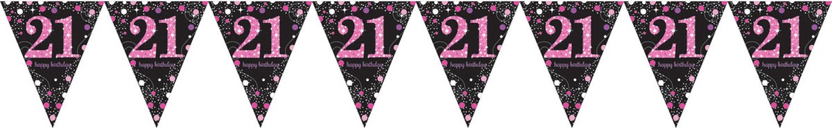 Amscan by Riethmuller - Riethmüller - Sparkling Celebrations - Vlaggenlijn 21 Pink (4 meter)