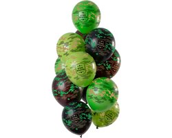 Folat - Ballonnen 'Happy Birthday' Camouflage 30cm - 12 stuks