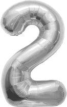 Folat - Folieballon Cijfer 2 Zilver - 86 cm