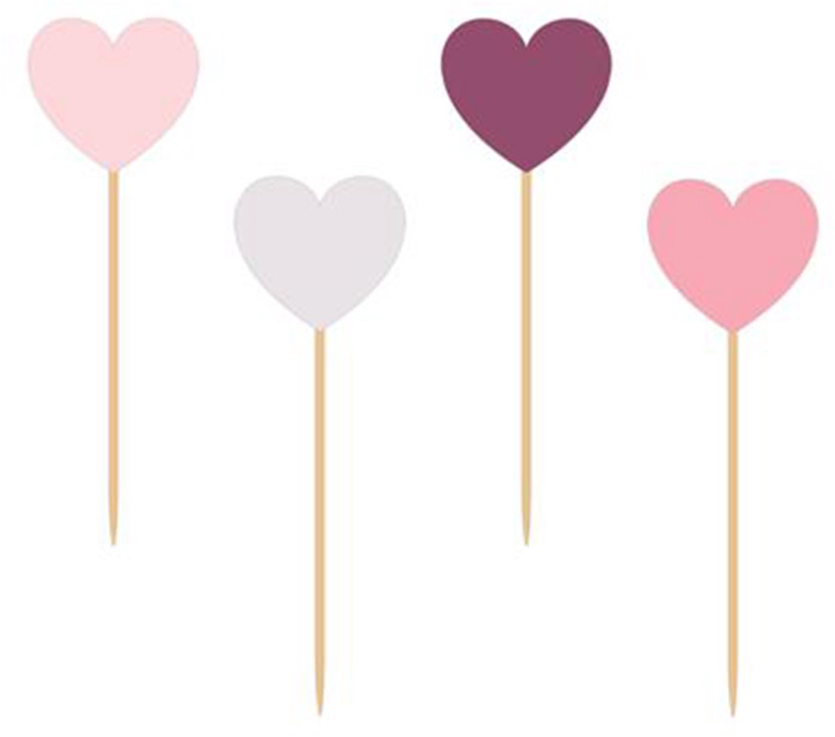 Haza Original Cocktailprikkers Hart 9,5 Cm Hout/papier Roze 8 Stuks
