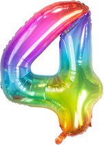 Folat - Folieballon Cijfer 4 Yummy Gummy Rainbow - 86 cm