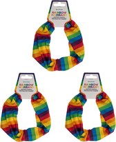 Haarbandje voor dames - 3x - Gay Pride/Regenboog - polyester