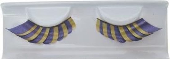Nepwimpers goud kunststof paars gestreept
