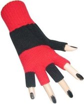 Vingerloze handschoen zwart - rood