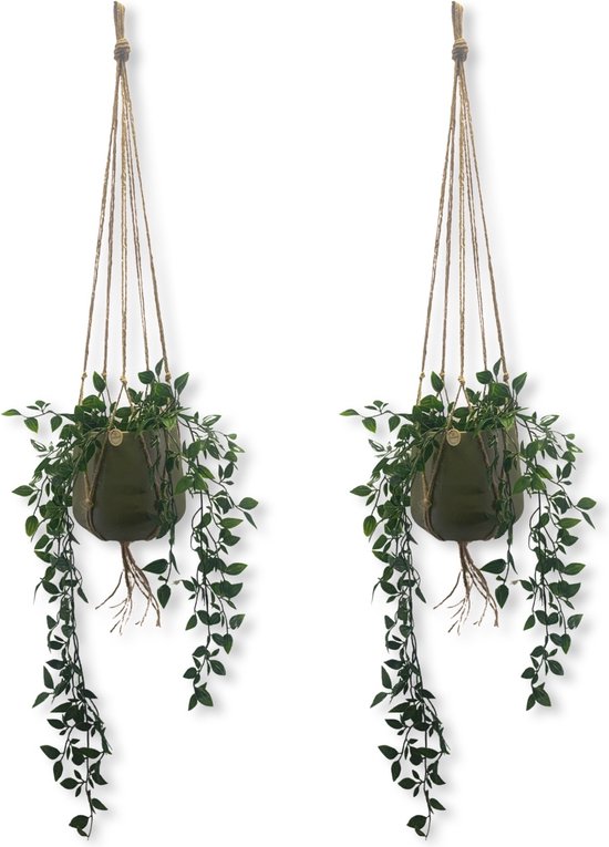 Voordeelset van 2 Plantenhangers - Jute - 80 cm - Handgemaakt in ons Macramé Atelier - 2 Stuks - Let op: Exclusief Pot - Inclusief Verzendkosten