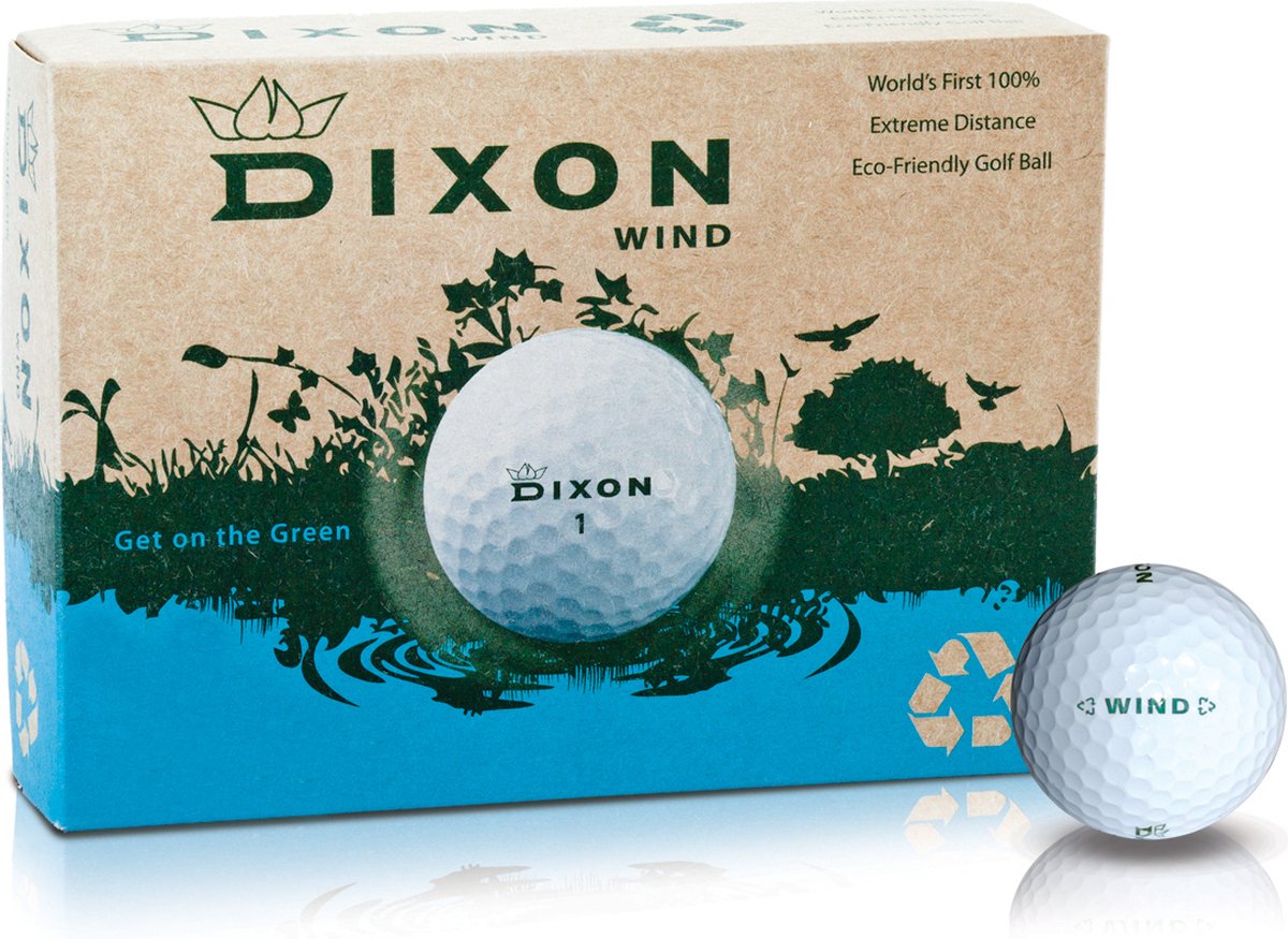 Dixon Golfbal Wind - De milieuvriendelijke golfbal, 100% gerecycled en Recyclebare Golfbal - 1 dozijn - 12 Golfballen