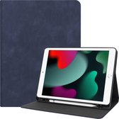 Hoesje Geschikt voor iPad 10.2 2021 Hoes Case Luxe Hoesje Hard Cover - Hoes Geschikt voor iPad 9 Hoesje Bookcase Met Uitsparing Geschikt voor Apple Pencil - Donkerblauw.