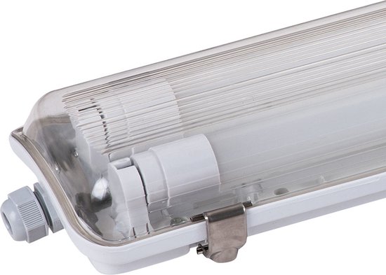 HOFTRONIC - Ecoline LED TL armatuur 120cm - IP65 Waterdicht - 6500K daglicht wit (865) - Flikkervrij - 36 Watt 3600 Lumen - T8 (G13) - incl 2 buizen