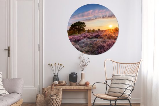Cercle mural - Nature - Coucher de soleil - Nederland - Arbres - Tableau rond - Cercle mural - Cercle de Décoration murale - Décoration murale ronde - Salon - 140x140 cm - Tableaux ronds